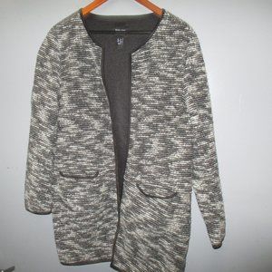 New Look Women's Jacket Size 10 Black/White Dots/Stripes Women's Long Jacket